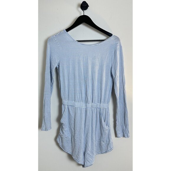 FREE PEOPLE Yvette Striped Romper in Chambray Size X-Small - Picture 2 of 7